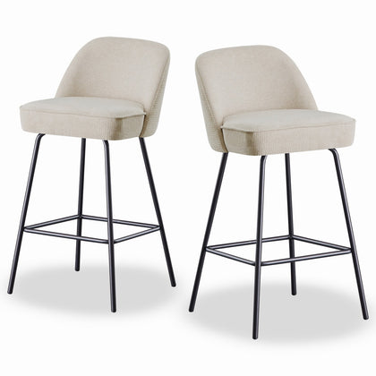 2X Breakfast Bar Stools Thickened Pad Linen Dining Chairs for Counter Kitchen