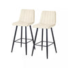 Set of 2 Velvet Chairs High Back Bar Stools Footrest Backrest Metal Legs Pub