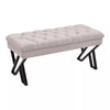 Buttoned Dining Waiting Room Bench Linen Upholstered Bench Stool Steel Frame