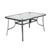 Large 150CM Glass Top Garden Dining Table Parasol Hole Bistro Outdoor Furniture
