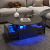 Coffee Table with LED Lights Wood 2 Drawers Storage Center Table for Living Room
