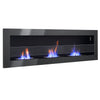 Bio Ethanol Fireplace Fire Burner Wall Mounted / Insert Heater 140x40 with Glass