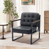Modern Faux Leather Accent Chair Button-Tufted Design 110° Recline & Metal Frame