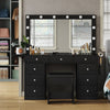 Vanity Desk with Power Outlet, Makeup Vanity with Mirror, Dressing Table Drawers