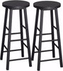 2 x Bar Stools Retro Breakfast Kitchen Bar High Chairs MDF Seat Metal Legs