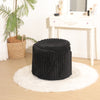 Ottoman Storage Stool Ribbed Round Pouffe Seat 3-in-1 Compact Chair Footstool