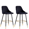 Pair of Bar Stools Kitchen Breakfast Velvet Padded Bar Chair with Metal Legs