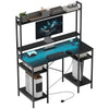Computer Desk Home Office Gaming Desk Monitor Stand Power Outlets LED Lights