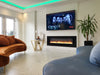 2025 72 INCH WIDE LED FLAMES BLACK/GREY GLASS WALL FLUSHED INSET ELECTRIC FIRE