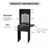 Small Dressing Table with Foldable Side Panel LED Light Mirror Shelves Vanity