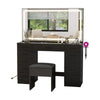 Dressing Table and Stool set 11 Drawer Makeup Table with Glass Top Vanity Desk