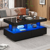 Coffee Table For Living Room, High Gloss Tea Table With LED Lights, Centre Table