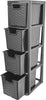 4 Tier Drawer Medium Rattan Effect Storage Unit Drawers Office Organizer Tower