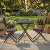 3 Piece Rattan Bistro Dining Set Outdoor Garden Balcony Folding Table Chair