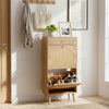 Bonnlo Rattan & Drawer Shoe Cabinet, 2 Bins + 1 Drawer, Adjustable