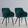 2pcs Dining Chairs Set Faux Leather/Velvet Padded Metal Legs Restaurant Armchair