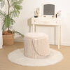 Ottoman Storage Stool Ribbed Round Pouffe Seat 3-in-1 Compact Chair Footstool