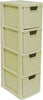 4 Tier Drawer Medium Rattan Effect Storage Unit Drawers Office Organizer Tower