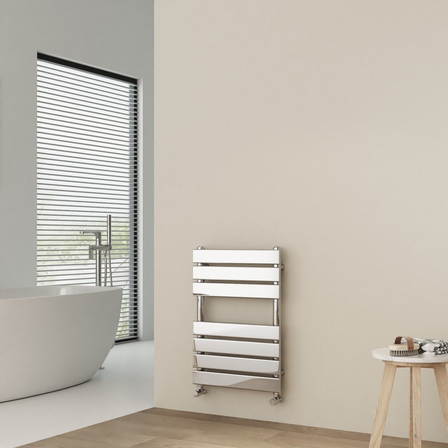 Designer Flat Panel Heated Bathroom Towel Rail Radiator Warmer Heating Chrome