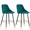 Pair of Bar Stools Kitchen Breakfast Velvet Padded Bar Chair with Metal Legs