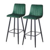 Set of 2 Velvet Chairs High Back Bar Stools Footrest Backrest Metal Legs Pub