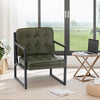 Modern Faux Leather Accent Chair Button-Tufted Design 110° Recline & Metal Frame