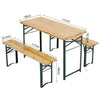 3pcs Garden Folding Table Chair Set Beer Table Wooden Bench Trestle Dining Seat