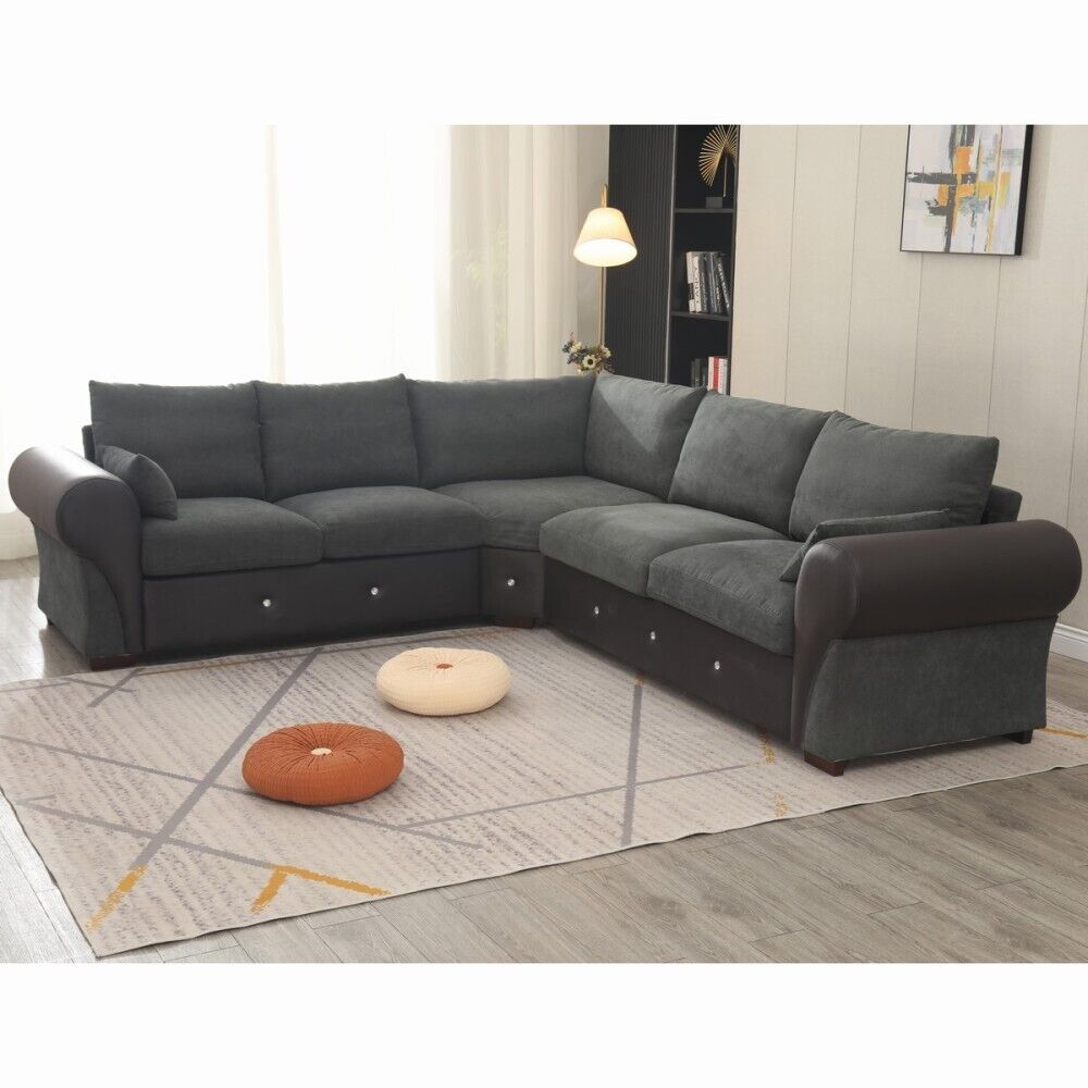 Luxury 2, 3 Seater Linen Fabric Couch Sofa Corner Chaise Settee Living Room Set