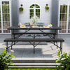 Rattan Garden Dining Table and Chairs Set Folding Camping BBQ Picnic Table Bench