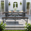 Rattan Garden Dining Table and Chairs Set Folding Camping BBQ Picnic Table Bench