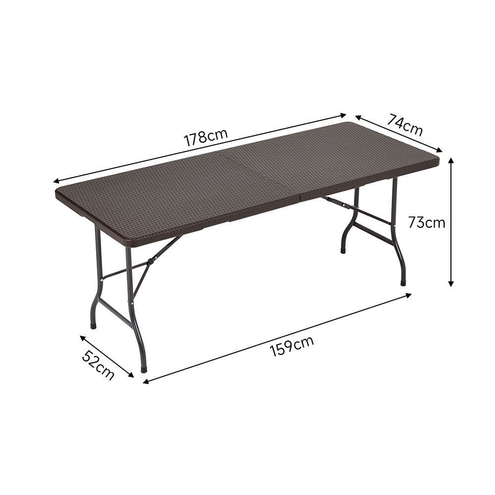 Rattan Garden Dining Table and Chairs Set Folding Camping BBQ Picnic Table Bench