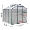 Clear Polycarbonate Greenhouse Aluminium Frame Garden Plants Grow w/Slide Door