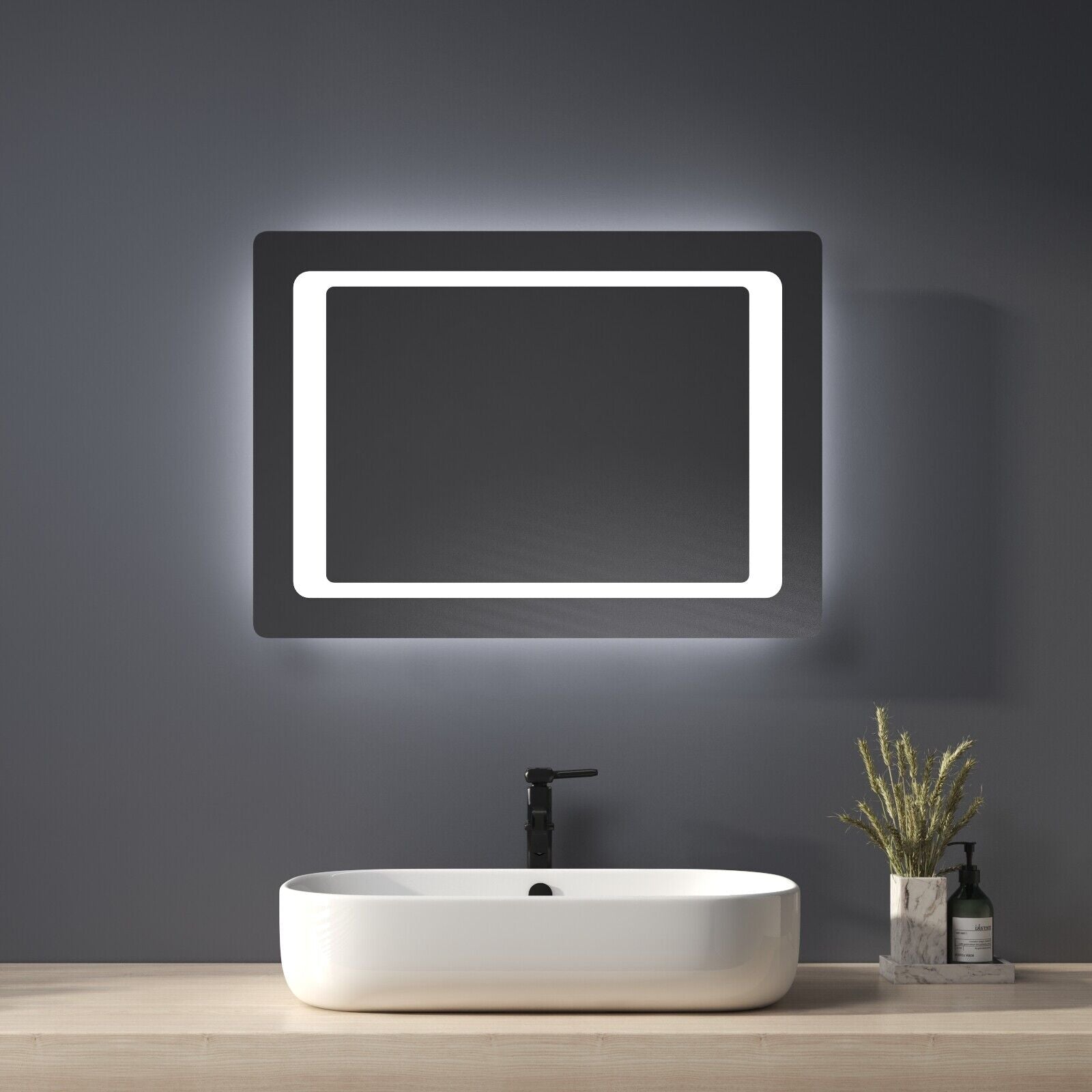 LED Bathroom Mirror Light Illuminated With Demister/ Touch Sensor/ Shaver socket