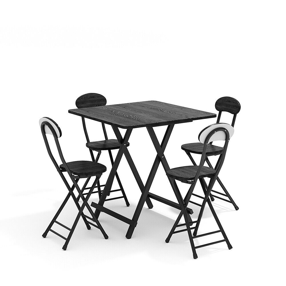 Small Foldable 60/70/80cm Dining Table And Chairs Bistro Set Breakfast Kitchen