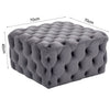 Square Grey Extra Chesterfield Ottoman Coffee Table Pouffe Seat Footstool Velvet