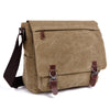 Men School Military Shoulder Bag Messenger bag Vintage Canvas Leather Satchel