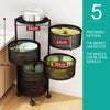 3-6 Tier Vegetable Mobile Shelf Rack Kitchen Rotating Storage Trolley Cart UK