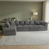 Corner Grey Jumbo Cord 6-7 Seater Modular Sofa with Spacious Footstool Included