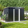 Metal Sheds Galvanised Steel Shed Pent Roof Window Storage Tools Container