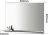 Frameless Bathroom Mirror with Glass Shelf Large Hanging Wall Rectangle Vanity