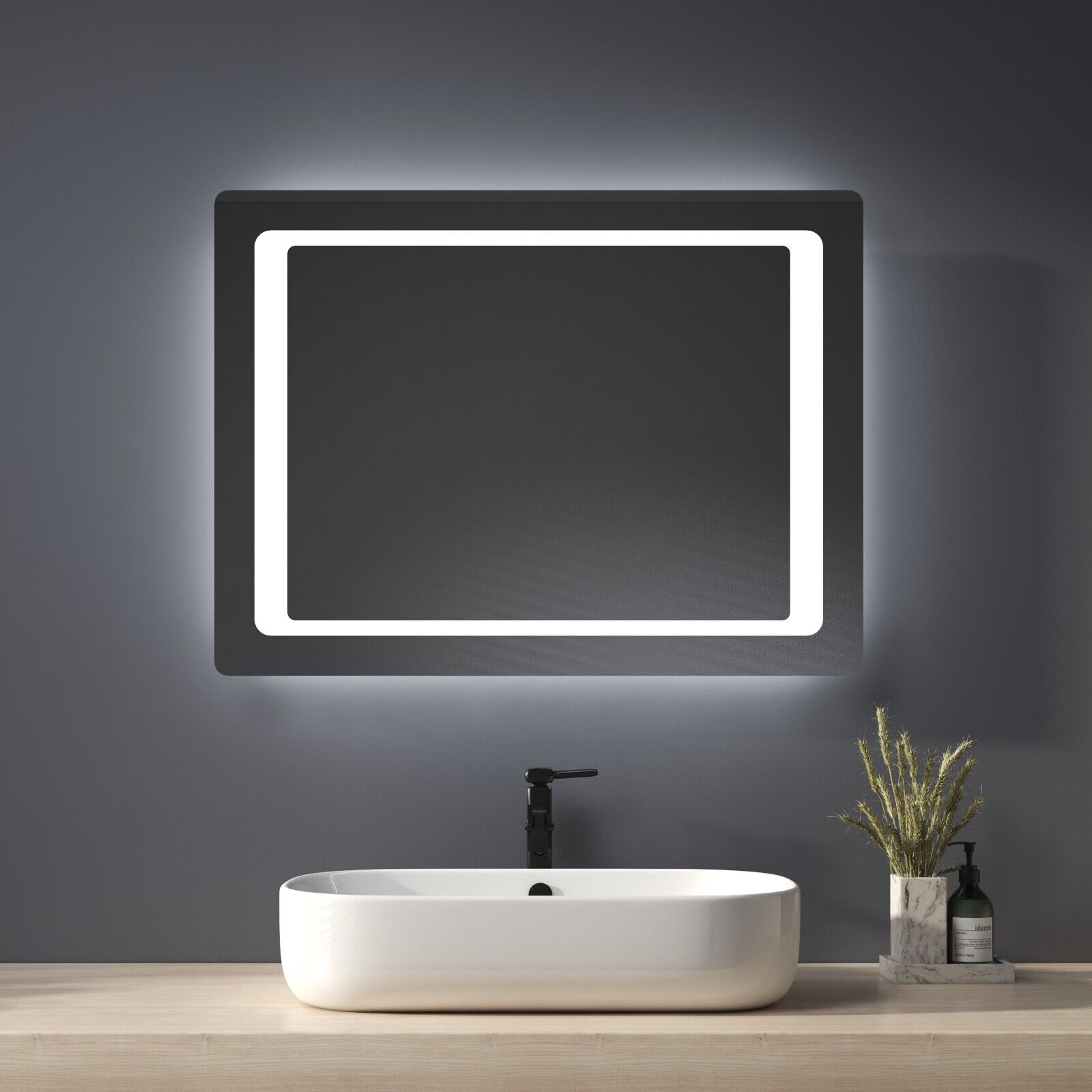 LED Bathroom Mirror Light Illuminated With Demister/ Touch Sensor/ Shaver socket