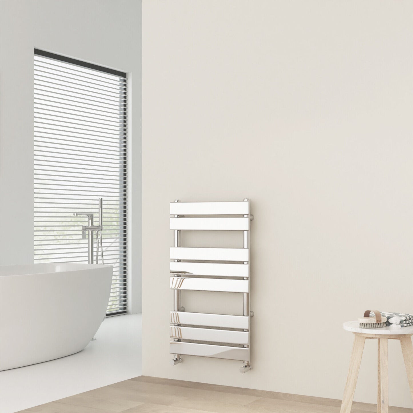 Designer Flat Panel Heated Bathroom Towel Rail Radiator Warmer Heating Chrome