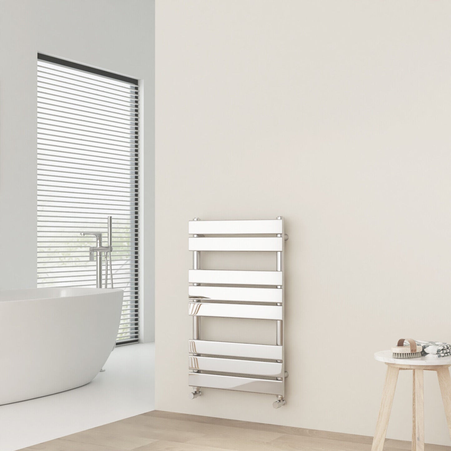 Designer Flat Panel Heated Bathroom Towel Rail Radiator Warmer Heating Chrome