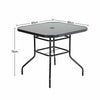 Black Gloss Glass Top Garden Table Outdoor Patio Bistro Coffee Table Metal Frame