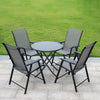 Folding Glass Table Top Round Table Coffee Seat Back Chair Outdoor Furniture Set