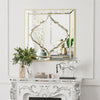 Golden Edging Silver Wall Mirror Floating Accent Mirror Bling Crystals Embedded