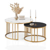 Set of 2 Nesting Coffee Table Round Stacking Side End Table White Black