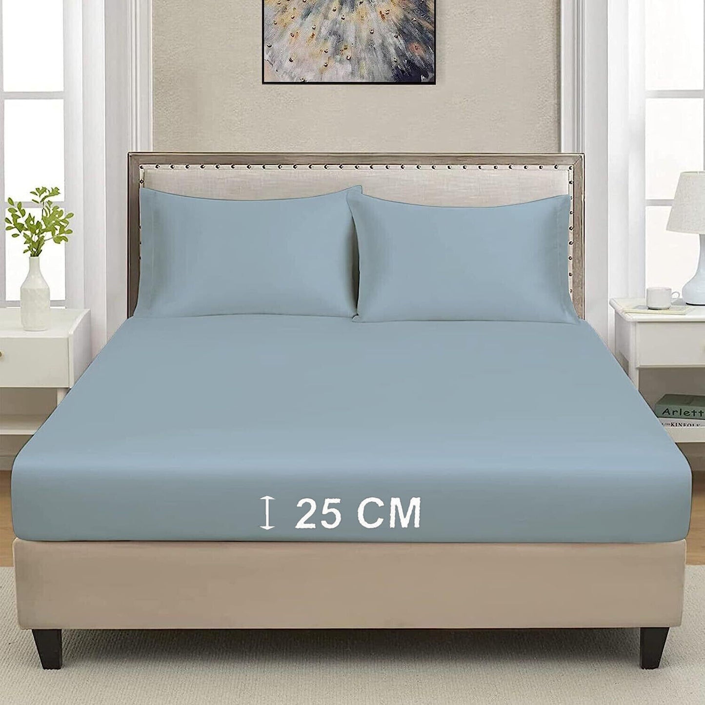 Extra Deep 25cm Fitted Sheet 100% Poly Cotton Single Double King Size Bed Sheets