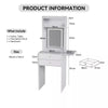 Small Dressing Table with Foldable Side Panel LED Light Mirror Shelves Vanity