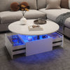 Coffee Table with LED Lights Wood 2 Drawers Storage Center Table for Living Room
